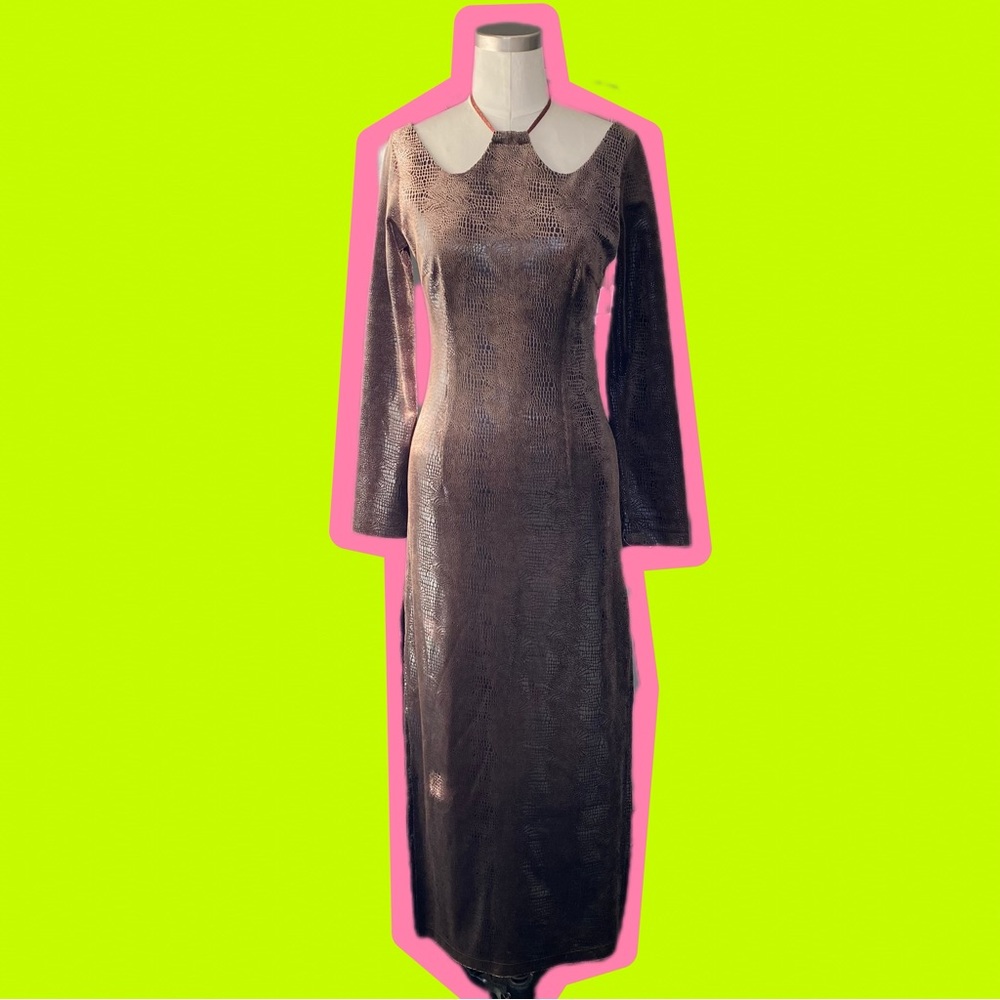 Y2K Velvet Lizard Print Dress